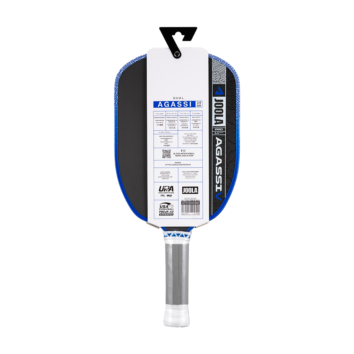 JOOLA Agassi Pro V Andre Agassi Royal Blue 16mm Pickleball Paddle