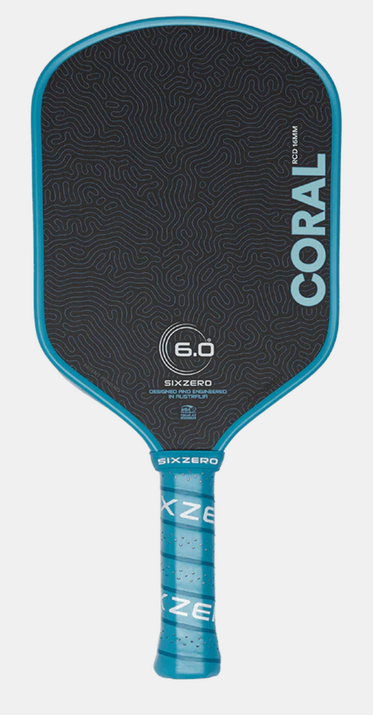 Six Zero Coral Hybrid 16mm Pickleball Paddle - Ocean Blue